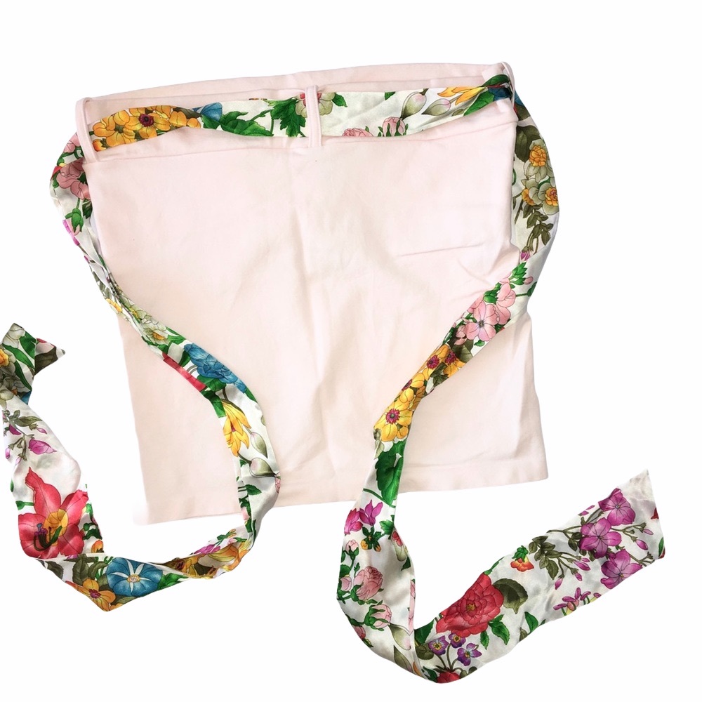new Bordeaux ๐ Seamless Tube Top ๐ with Floral Satin Ribbon ๐ Baby Pink XXS-L - Picture 6 of 11